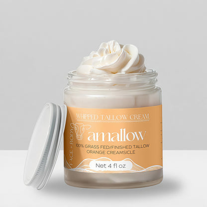 Amallow 100% Grass Fed Beef Tallow for Skin Care - Face + Body - Whipped Moisturizer for Sensitive Skin - Natural Lotion, 4 FL. oz.