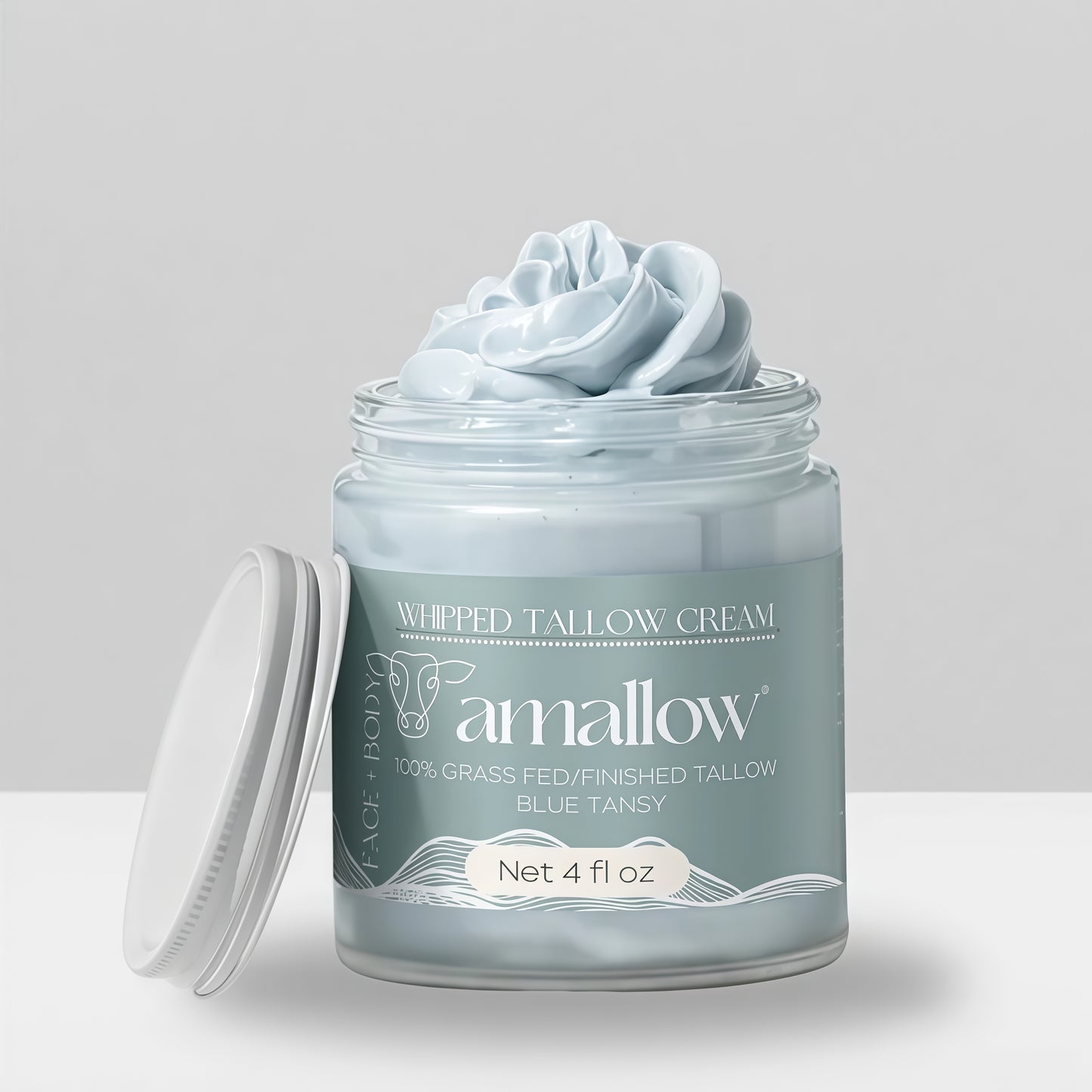 Amallow 100% Grass Fed Beef Tallow for Skin Care - Face + Body - Whipped Moisturizer for Sensitive Skin - Natural Lotion, 4 FL. oz.