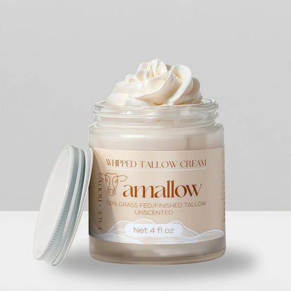 Amallow 100% Grass Fed Beef Tallow for Skin Care - Face + Body - Whipped Moisturizer for Sensitive Skin - Natural Lotion, 4 FL. oz.